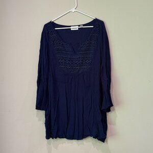 3X Avenue Solid Blue Blouse